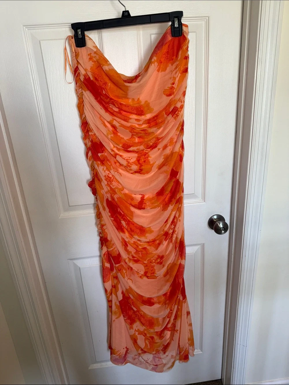 Abercrombie Maxi Mesh Strapless Orange dress